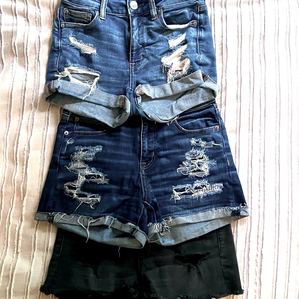 3 PAIRS of american eagle ne(x)t level stretch jean shorts